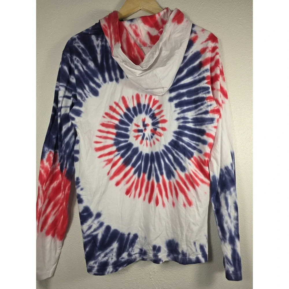 Polo Ralph Lauren Tie Dye Hoodie Shirt Men's Small Red Blue Spiral Pony Logo USA